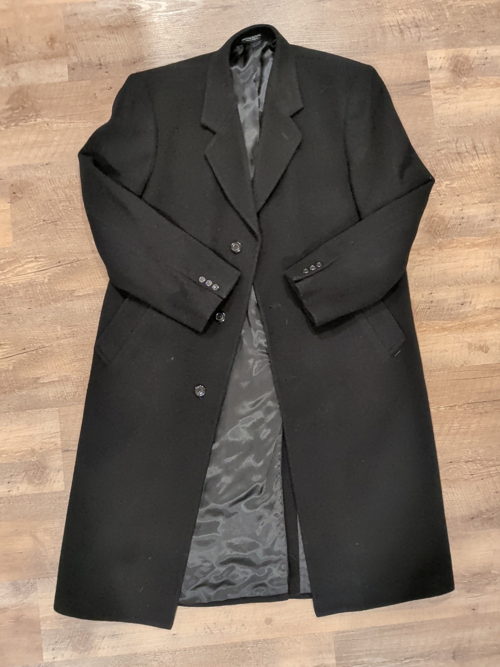 Classic Black Men's Wool And Cashmere Coat - Tailored Longline Overcoat